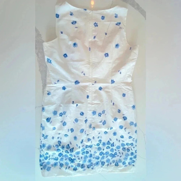 Casual Corner Annex Women’s 100% Cotton Sleeveless Dress Blue Flowers Small Size - Picture 5 of 12